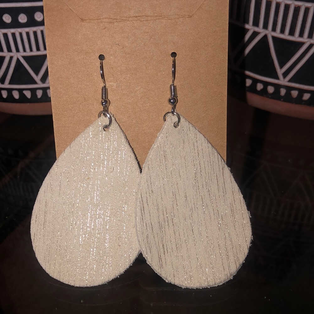 Handmade Leather Teardrop Earrings $16 each pair